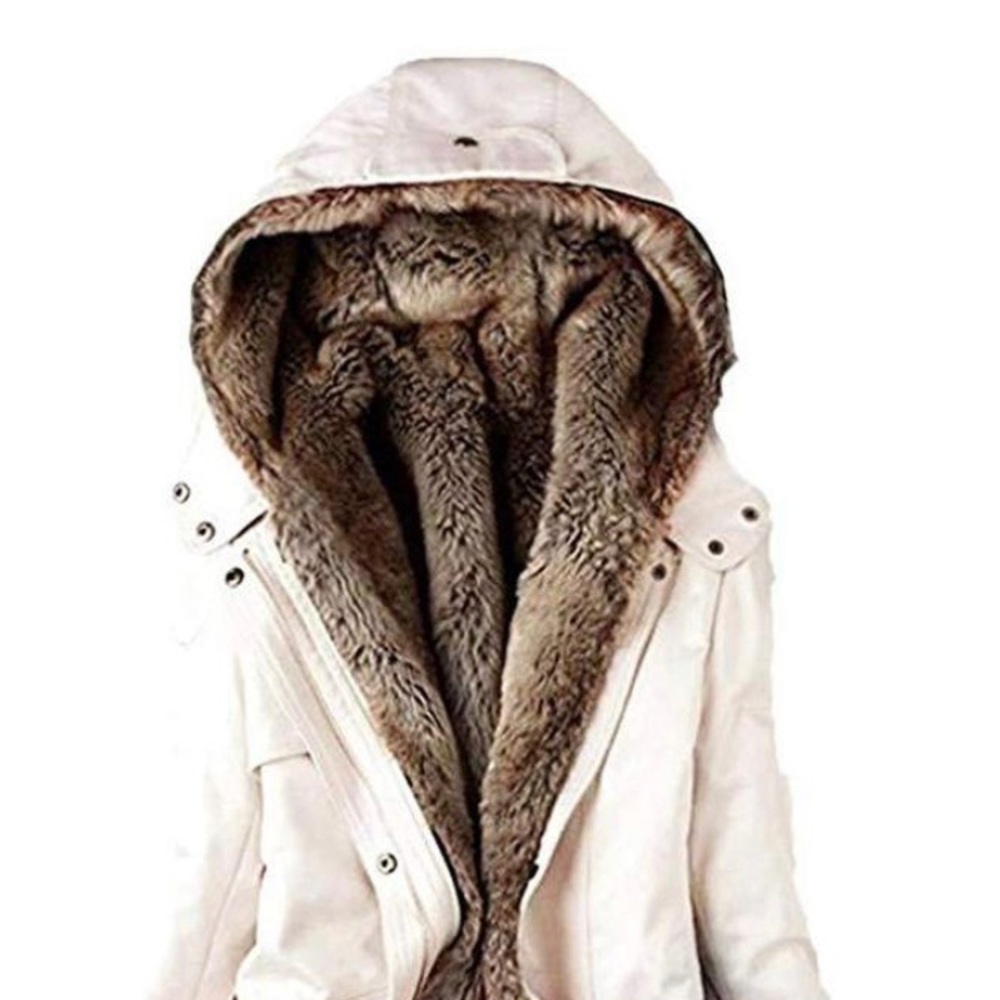 Women's Winter Warm Faux Fur Lining Trench Coat